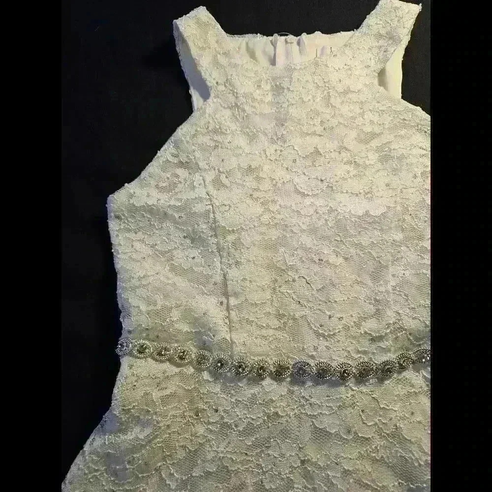 Charming Lace A-Line Dress with Beaded Waist